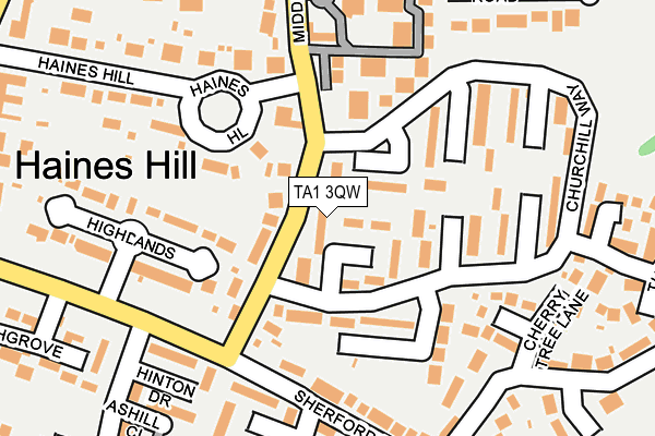 TA1 3QW map - OS OpenMap – Local (Ordnance Survey) TA1 3QW map - OS OpenMap – Local (Ordnance Survey)
