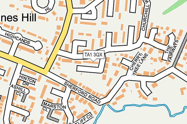 TA1 3QX map - OS OpenMap – Local (Ordnance Survey) TA1 3QX map - OS OpenMap – Local (Ordnance Survey)