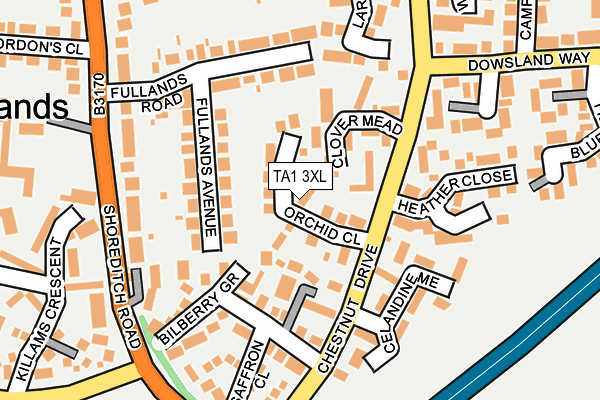 TA1 3XL map - OS OpenMap – Local (Ordnance Survey) TA1 3XL map - OS OpenMap – Local (Ordnance Survey)