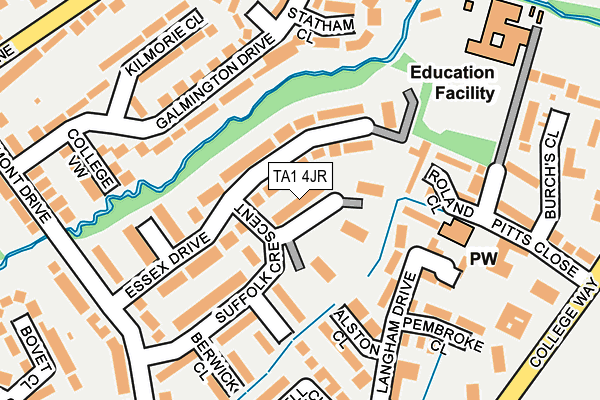 TA1 4JR map - OS OpenMap – Local (Ordnance Survey) TA1 4JR map - OS OpenMap – Local (Ordnance Survey)