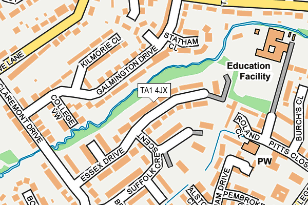 TA1 4JX map - OS OpenMap – Local (Ordnance Survey) TA1 4JX map - OS OpenMap – Local (Ordnance Survey)
