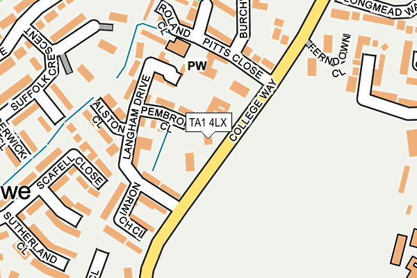 TA1 4LX map - OS OpenMap – Local (Ordnance Survey) TA1 4LX map - OS OpenMap – Local (Ordnance Survey)