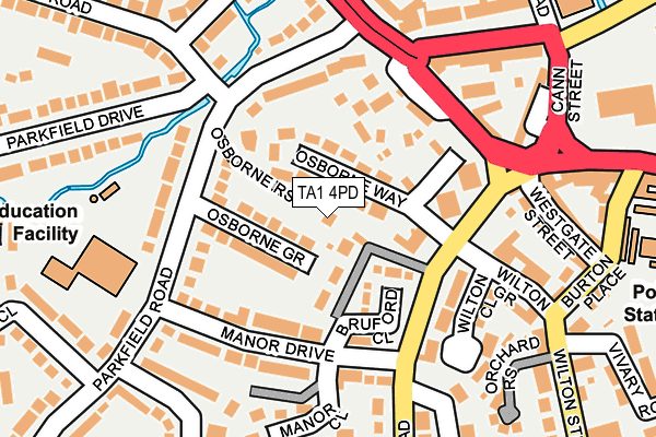 TA1 4PD map - OS OpenMap – Local (Ordnance Survey) TA1 4PD map - OS OpenMap – Local (Ordnance Survey)
