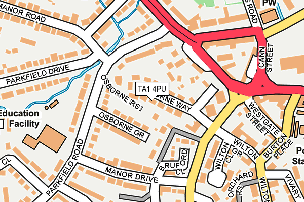 TA1 4PU map - OS OpenMap – Local (Ordnance Survey) TA1 4PU map - OS OpenMap – Local (Ordnance Survey)