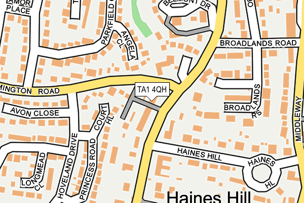 TA1 4QH map - OS OpenMap – Local (Ordnance Survey) TA1 4QH map - OS OpenMap – Local (Ordnance Survey)