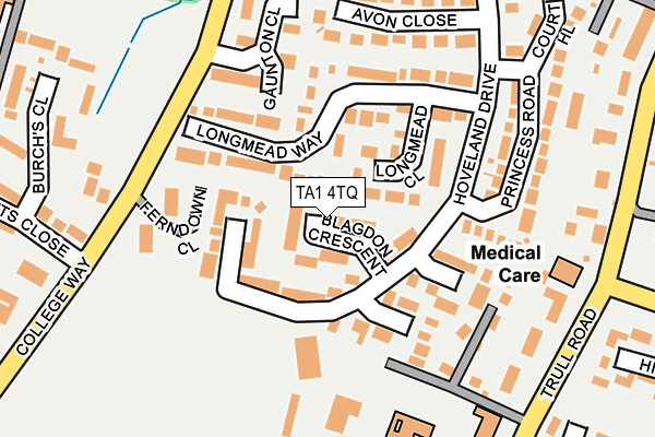 TA1 4TQ map - OS OpenMap – Local (Ordnance Survey) TA1 4TQ map - OS OpenMap – Local (Ordnance Survey)
