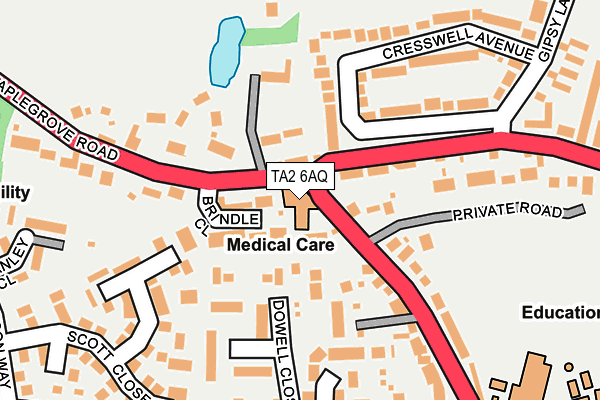 TA2 6AQ map - OS OpenMap – Local (Ordnance Survey) TA2 6AQ map - OS OpenMap – Local (Ordnance Survey)