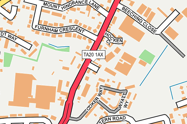 TA20 1AX map - OS OpenMap – Local (Ordnance Survey) TA20 1AX map - OS OpenMap – Local (Ordnance Survey)