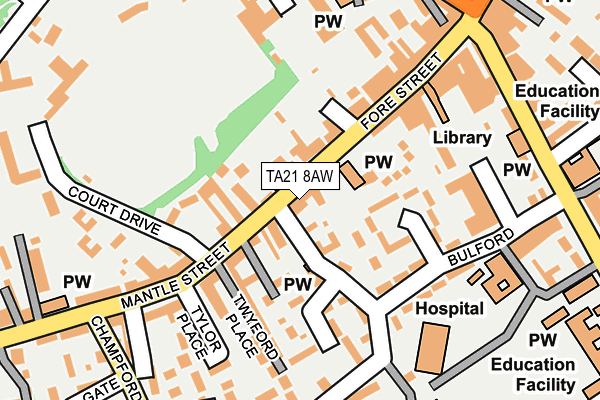TA21 8AW map - OS OpenMap – Local (Ordnance Survey)