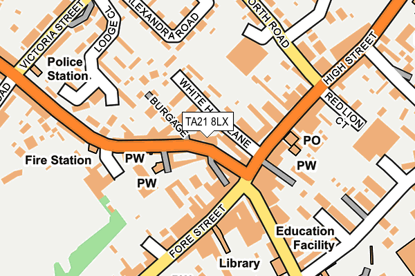 TA21 8LX map - OS OpenMap – Local (Ordnance Survey) TA21 8LX map - OS OpenMap – Local (Ordnance Survey)