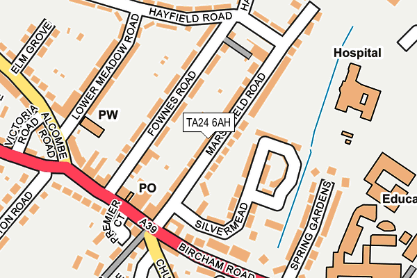 TA24 6AH map - OS OpenMap – Local (Ordnance Survey) TA24 6AH map - OS OpenMap – Local (Ordnance Survey)