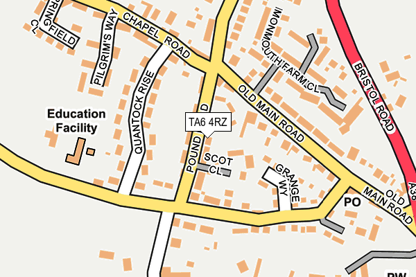 TA6 4RZ map - OS OpenMap – Local (Ordnance Survey) TA6 4RZ map - OS OpenMap – Local (Ordnance Survey)