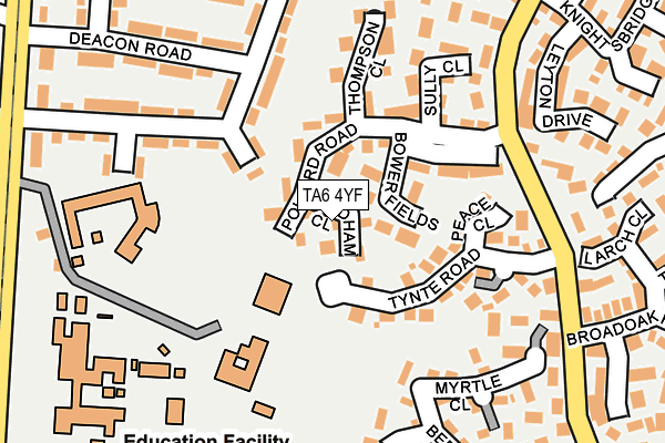TA6 4YF map - OS OpenMap – Local (Ordnance Survey) TA6 4YF map - OS OpenMap – Local (Ordnance Survey)