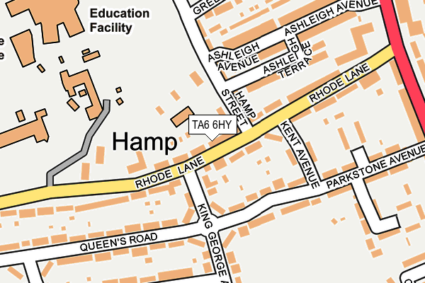 TA6 6HY map - OS OpenMap – Local (Ordnance Survey) TA6 6HY map - OS OpenMap – Local (Ordnance Survey)