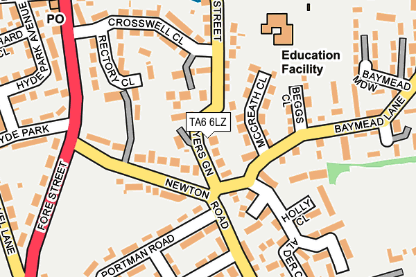 TA6 6LZ map - OS OpenMap – Local (Ordnance Survey) TA6 6LZ map - OS OpenMap – Local (Ordnance Survey)