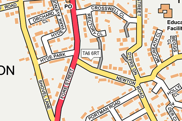 TA6 6RT map - OS OpenMap – Local (Ordnance Survey) TA6 6RT map - OS OpenMap – Local (Ordnance Survey)