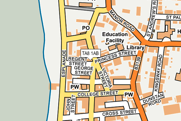 TA8 1AB map - OS OpenMap – Local (Ordnance Survey) TA8 1AB map - OS OpenMap – Local (Ordnance Survey)