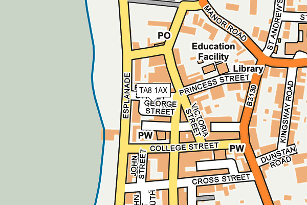 TA8 1AX map - OS OpenMap – Local (Ordnance Survey) TA8 1AX map - OS OpenMap – Local (Ordnance Survey)