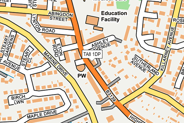 TA8 1DP map - OS OpenMap – Local (Ordnance Survey) TA8 1DP map - OS OpenMap – Local (Ordnance Survey)