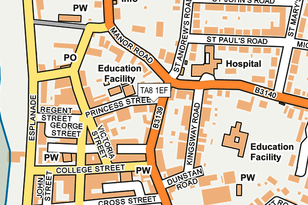 TA8 1EF map - OS OpenMap – Local (Ordnance Survey) TA8 1EF map - OS OpenMap – Local (Ordnance Survey)