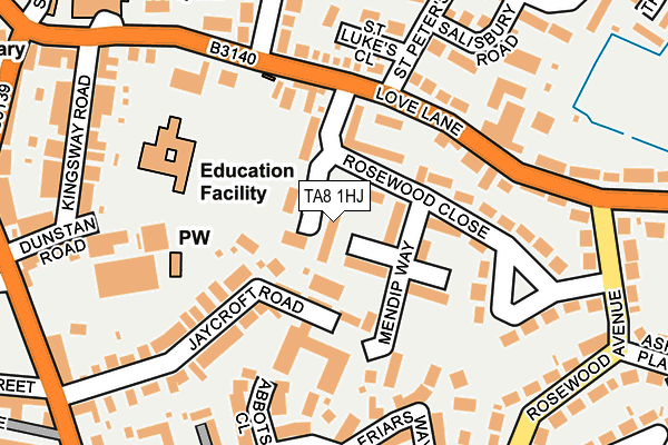 TA8 1HJ map - OS OpenMap – Local (Ordnance Survey) TA8 1HJ map - OS OpenMap – Local (Ordnance Survey)