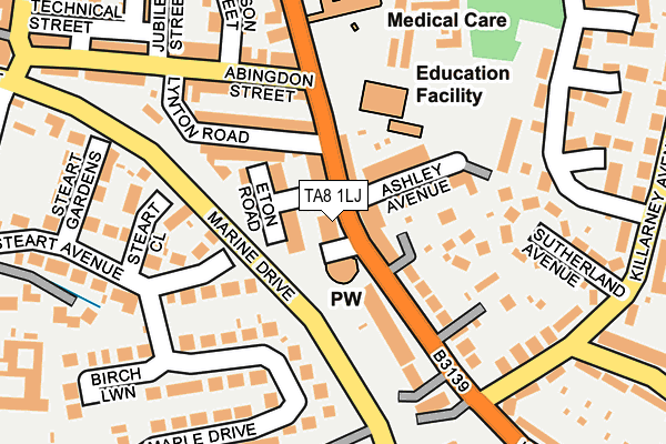 TA8 1LJ map - OS OpenMap – Local (Ordnance Survey) TA8 1LJ map - OS OpenMap – Local (Ordnance Survey)