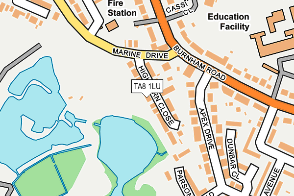 TA8 1LU map - OS OpenMap – Local (Ordnance Survey) TA8 1LU map - OS OpenMap – Local (Ordnance Survey)