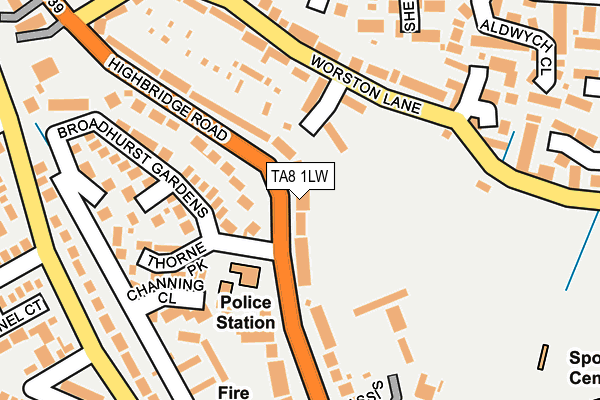 TA8 1LW map - OS OpenMap – Local (Ordnance Survey) TA8 1LW map - OS OpenMap – Local (Ordnance Survey)