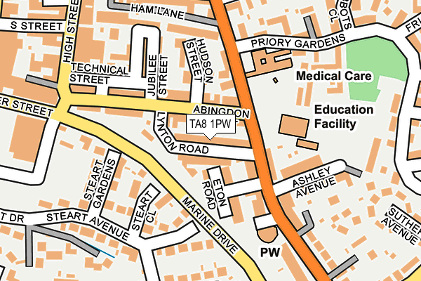 TA8 1PW map - OS OpenMap – Local (Ordnance Survey) TA8 1PW map - OS OpenMap – Local (Ordnance Survey)