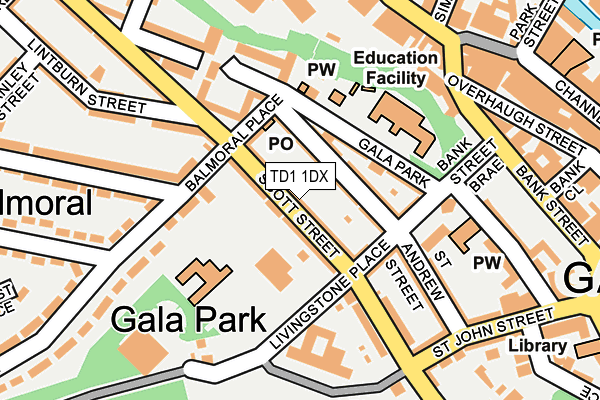 TD1 1DX map - OS OpenMap – Local (Ordnance Survey) TD1 1DX map - OS OpenMap – Local (Ordnance Survey)