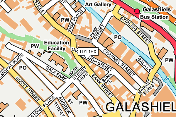 TD1 1HX map - OS OpenMap – Local (Ordnance Survey) TD1 1HX map - OS OpenMap – Local (Ordnance Survey)