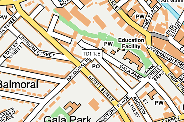 TD1 1JE map - OS OpenMap – Local (Ordnance Survey) TD1 1JE map - OS OpenMap – Local (Ordnance Survey)
