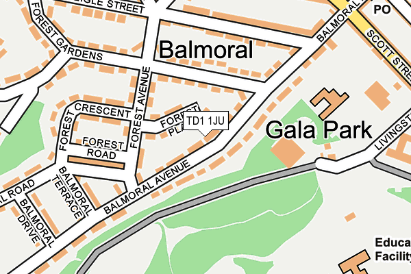 TD1 1JU map - OS OpenMap – Local (Ordnance Survey) TD1 1JU map - OS OpenMap – Local (Ordnance Survey)