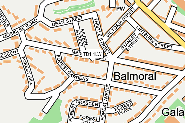 TD1 1LW map - OS OpenMap – Local (Ordnance Survey) TD1 1LW map - OS OpenMap – Local (Ordnance Survey)