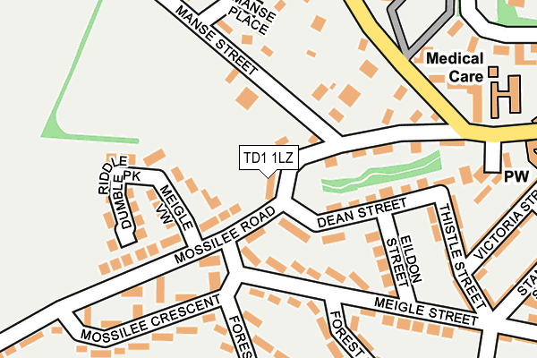 TD1 1LZ map - OS OpenMap – Local (Ordnance Survey) TD1 1LZ map - OS OpenMap – Local (Ordnance Survey)