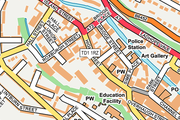 TD1 1RZ map - OS OpenMap – Local (Ordnance Survey)