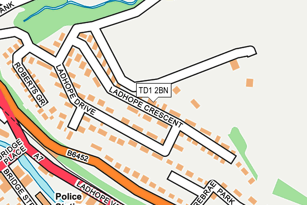TD1 2BN map - OS OpenMap – Local (Ordnance Survey) TD1 2BN map - OS OpenMap – Local (Ordnance Survey)