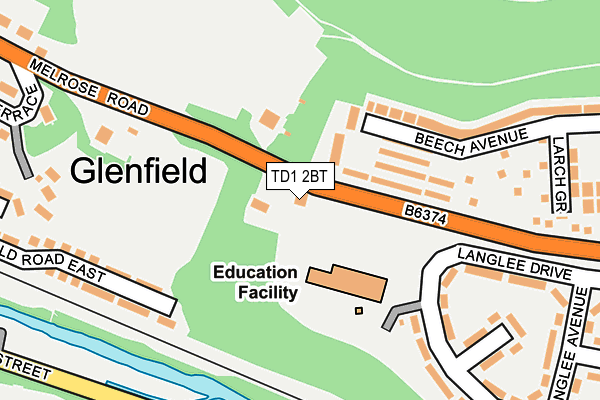 TD1 2BT map - OS OpenMap – Local (Ordnance Survey)