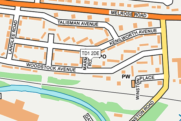 TD1 2DE map - OS OpenMap – Local (Ordnance Survey) TD1 2DE map - OS OpenMap – Local (Ordnance Survey)