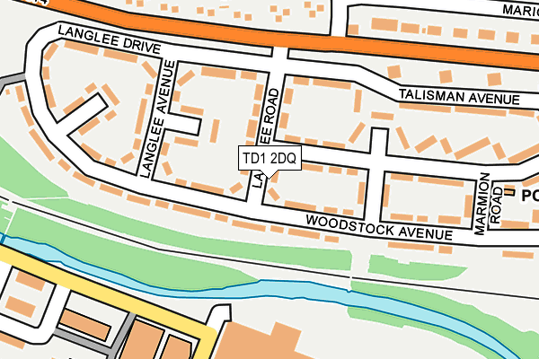TD1 2DQ map - OS OpenMap – Local (Ordnance Survey) TD1 2DQ map - OS OpenMap – Local (Ordnance Survey)