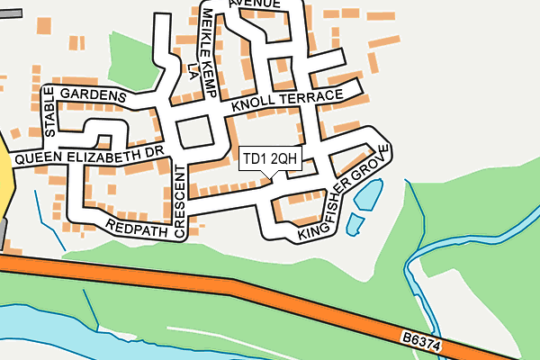 TD1 2QH map - OS OpenMap – Local (Ordnance Survey) TD1 2QH map - OS OpenMap – Local (Ordnance Survey)