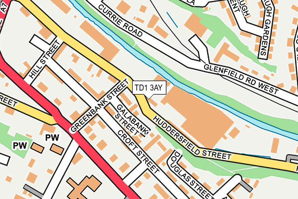 TD1 3AY map - OS OpenMap – Local (Ordnance Survey) TD1 3AY map - OS OpenMap – Local (Ordnance Survey)