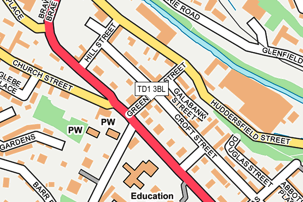 TD1 3BL map - OS OpenMap – Local (Ordnance Survey) TD1 3BL map - OS OpenMap – Local (Ordnance Survey)