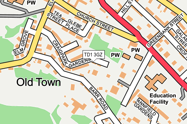 TD1 3GZ map - OS OpenMap – Local (Ordnance Survey) TD1 3GZ map - OS OpenMap – Local (Ordnance Survey)