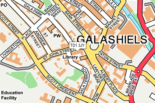 TD1 3JY map - OS OpenMap – Local (Ordnance Survey) TD1 3JY map - OS OpenMap – Local (Ordnance Survey)