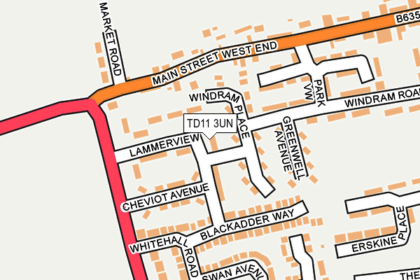 TD11 3UN map - OS OpenMap – Local (Ordnance Survey) TD11 3UN map - OS OpenMap – Local (Ordnance Survey)