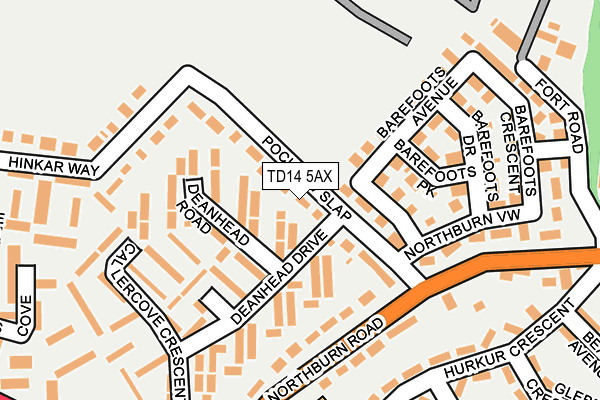 TD14 5AX map - OS OpenMap – Local (Ordnance Survey) TD14 5AX map - OS OpenMap – Local (Ordnance Survey)