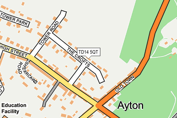 TD14 5QT map - OS OpenMap – Local (Ordnance Survey) TD14 5QT map - OS OpenMap – Local (Ordnance Survey)