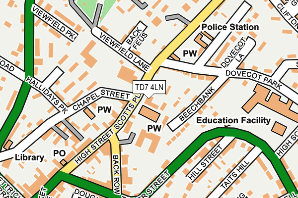 TD7 4LN map - OS OpenMap – Local (Ordnance Survey) TD7 4LN map - OS OpenMap – Local (Ordnance Survey)