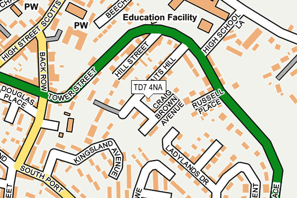 TD7 4NA map - OS OpenMap – Local (Ordnance Survey) TD7 4NA map - OS OpenMap – Local (Ordnance Survey)